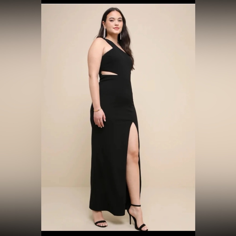 NWT Lulus Show-Stopping Style Black One-Shoulder Cutout Maxi Dress 
size Large - Picture 7 of 12